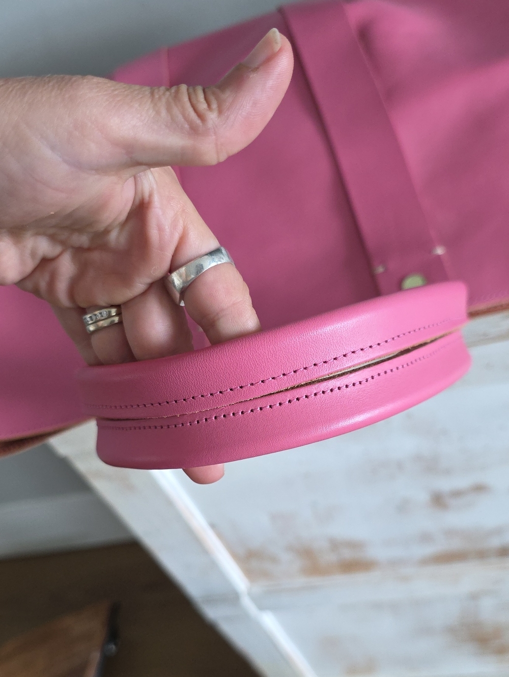 Rare Clare V. La Tropezienne Pink Leather Tote - Picture 14 of 16